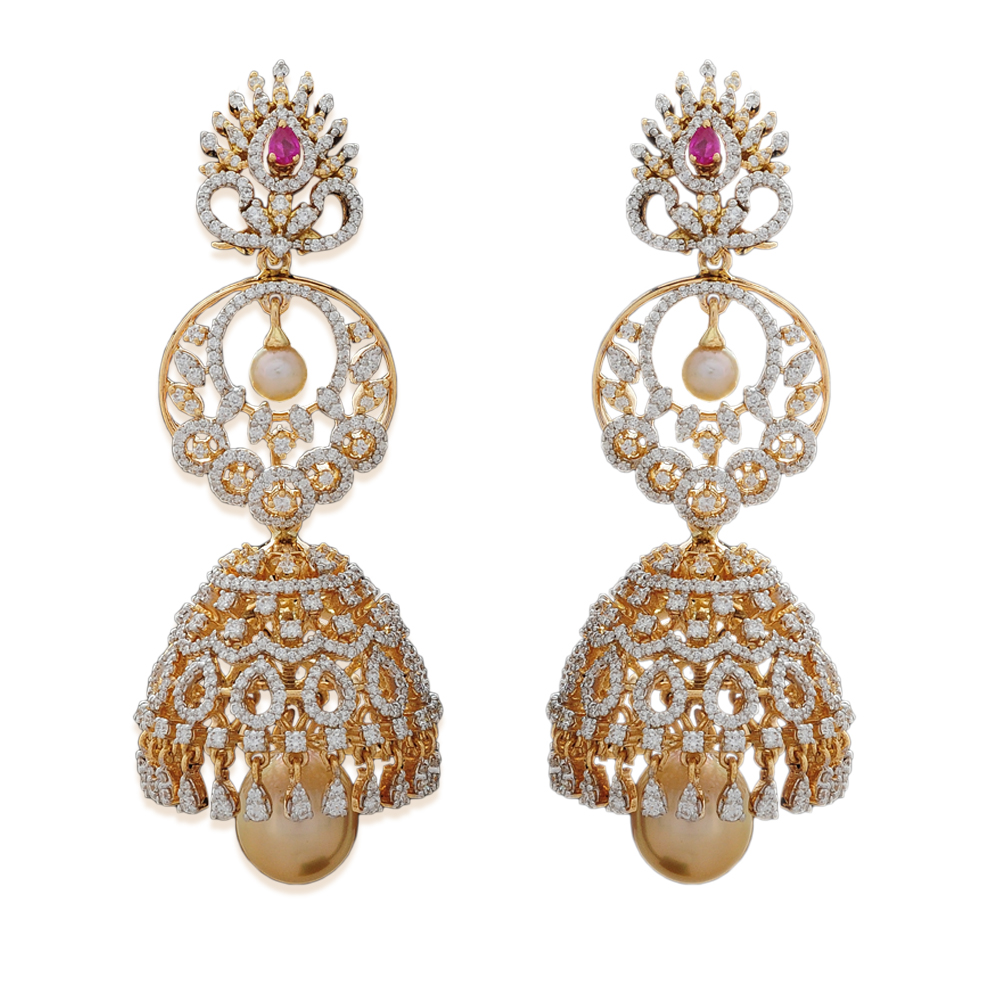 Detachable Multiway Diamond Chandbali Jhumka Earrings