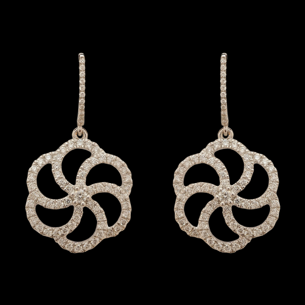 White-Gold Polish Diamond Earrings And Pendant Set