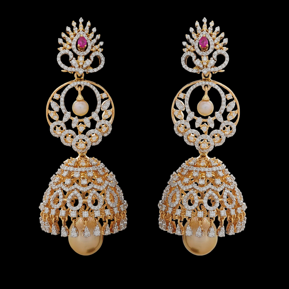 Detachable Multiway Diamond Chandbali Jhumka Earrings