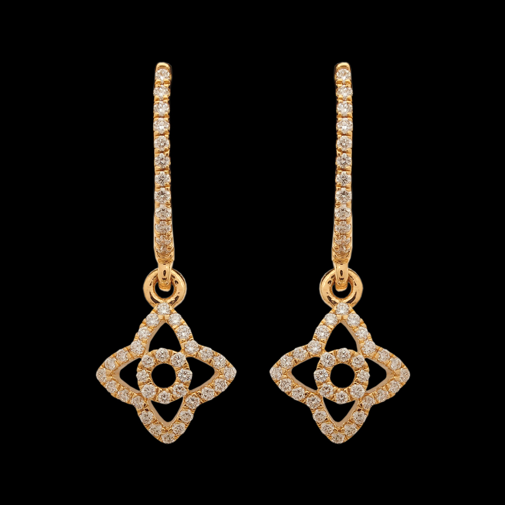 Star-shaped Diamond Earrings And Pendant Set