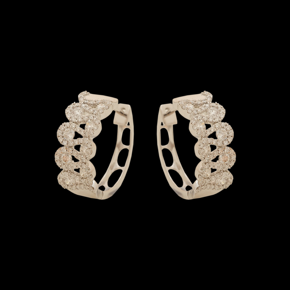 White-Gold Polish Diamond Clip-on Earrings