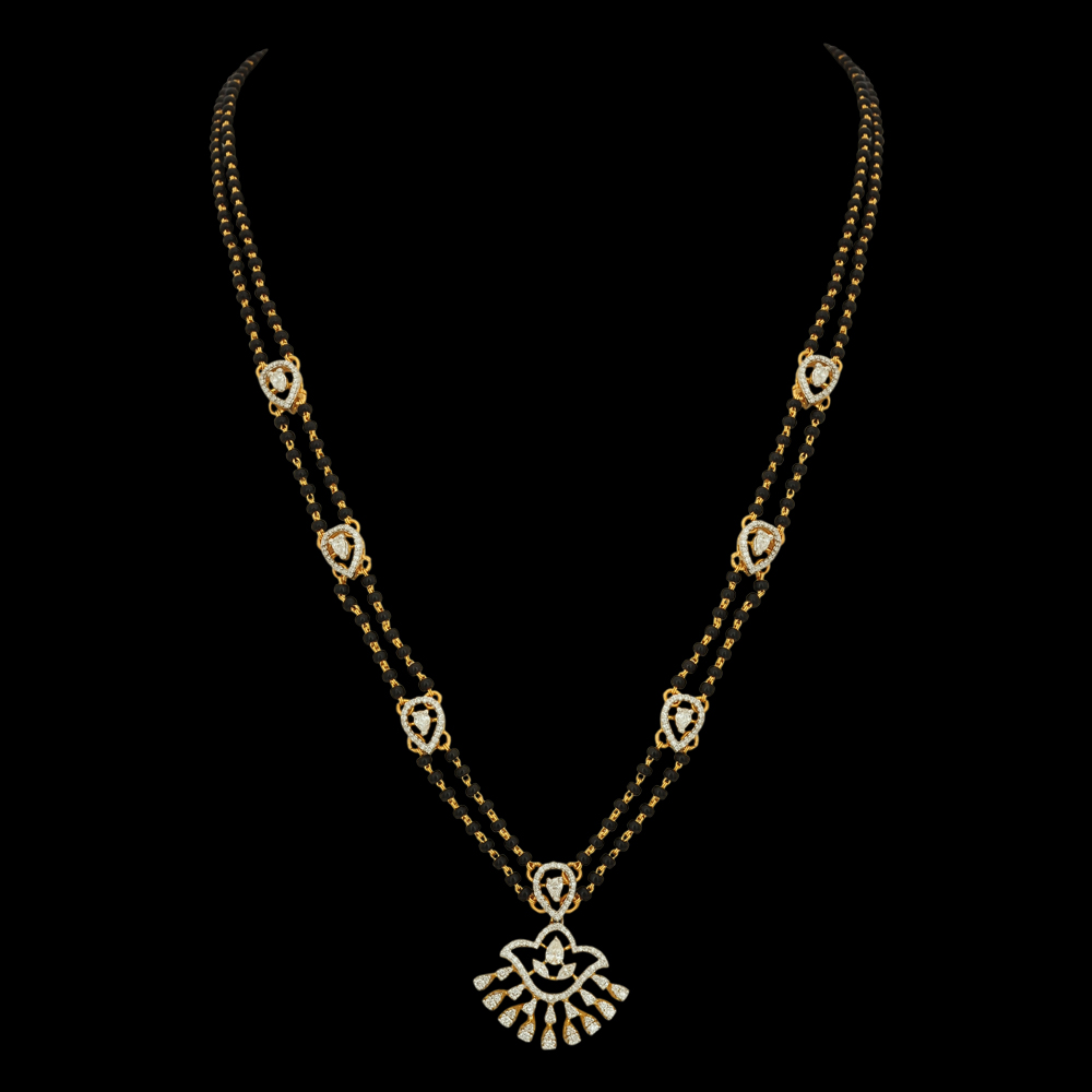 Black Beads and Diamond Necklace Mangalsutra
