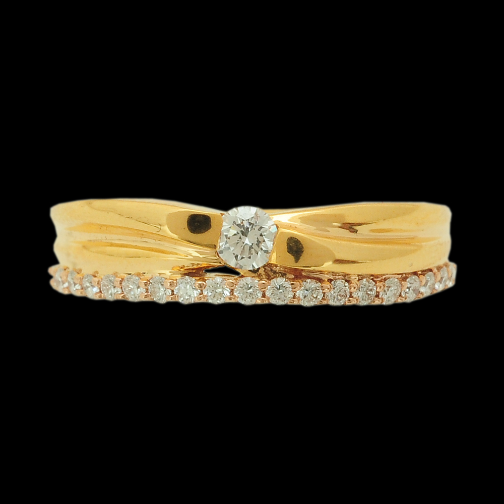 Diamond and Gold Ring Designed in South Indian Style
