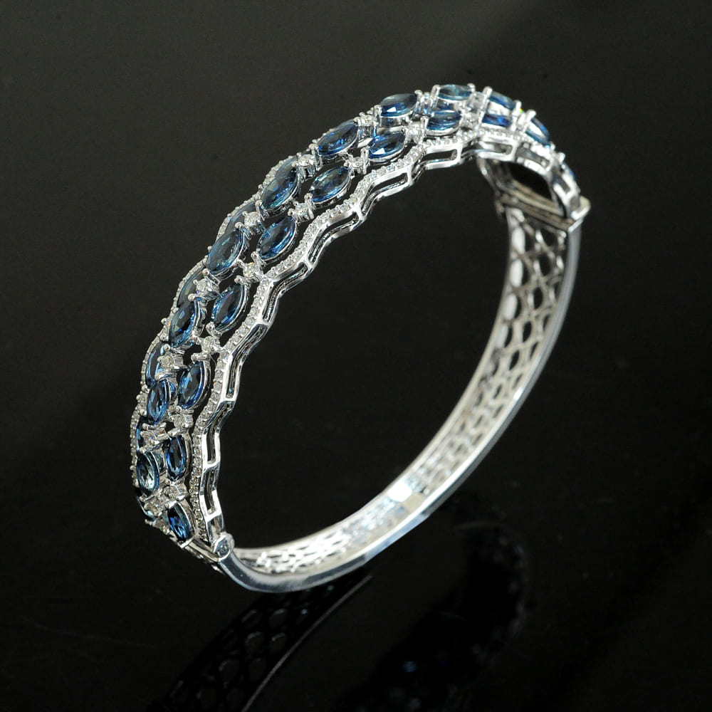 Diamond Bracelet with Blue Sapphires Marquise