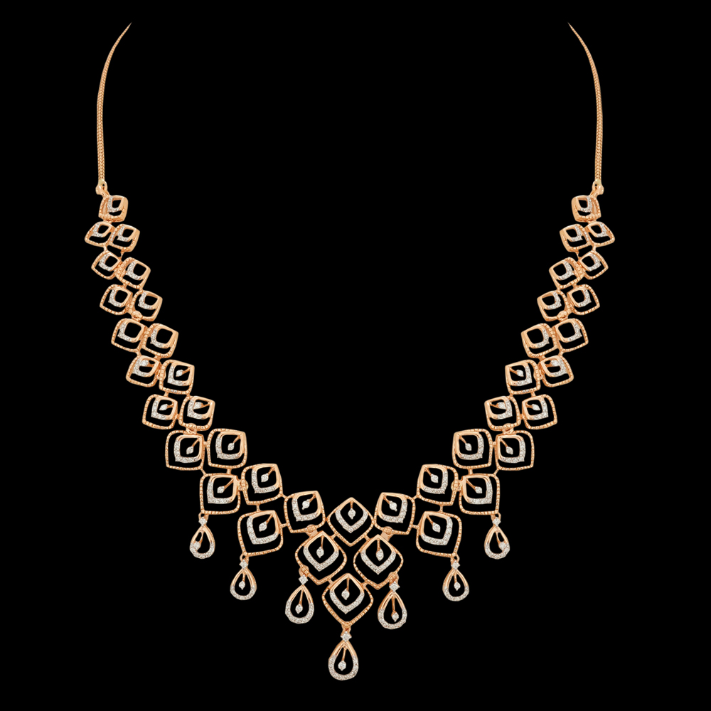 Haram Necklace & Earrings Set Made of Gold & Diamond
