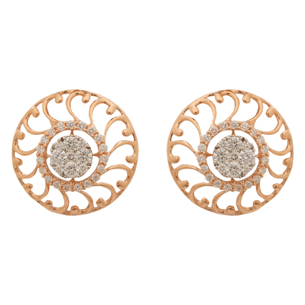 Rose-Gold and White-Gold Polish Diamond Pendant And Earrings Set