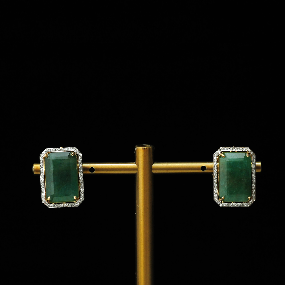 3 In 1 Diamond Earrings with Natural Emeralds and Corals