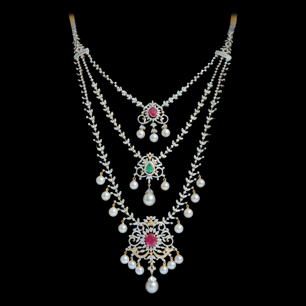 7-in-1 Ruby, Emerald and Diamond Necklace