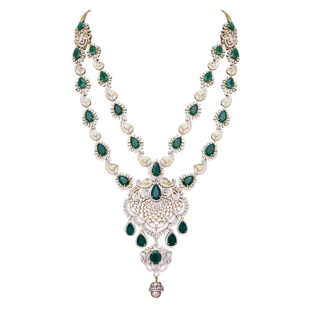 22 in 1 Detachable Multipurpose Emerald Diamond Necklace