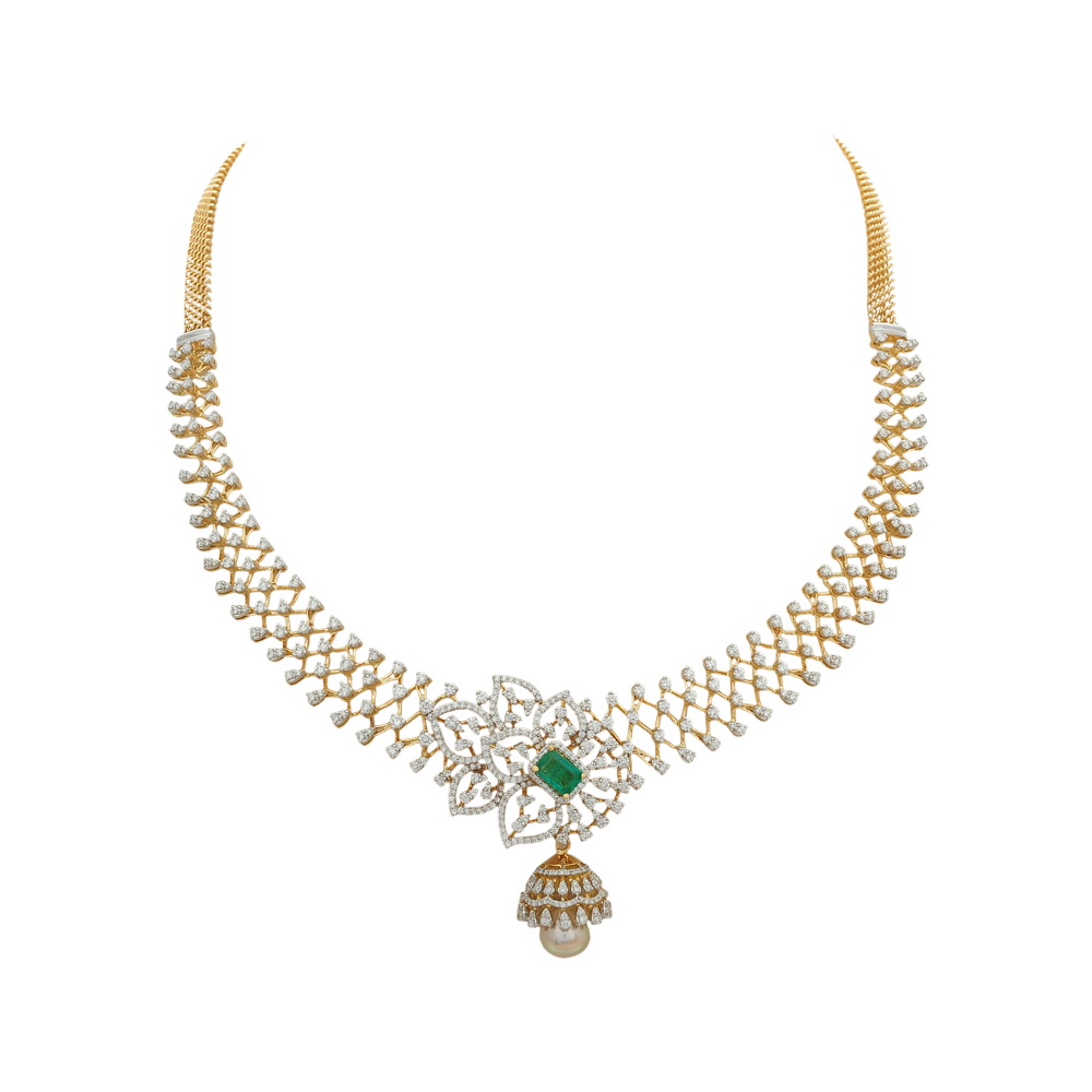Elegant Emerald, Ruby And Diamond Necklace 17247