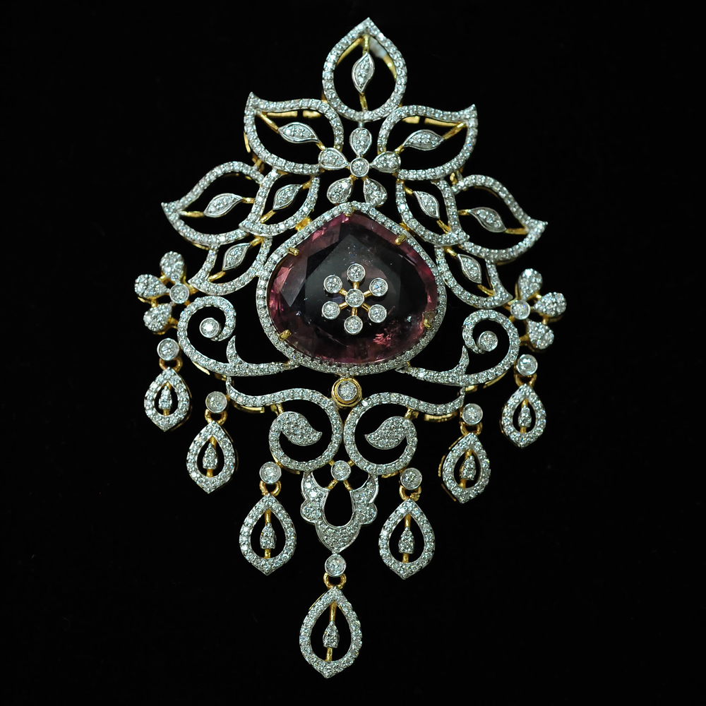 Diamond Pendant with Natural Tourmaline