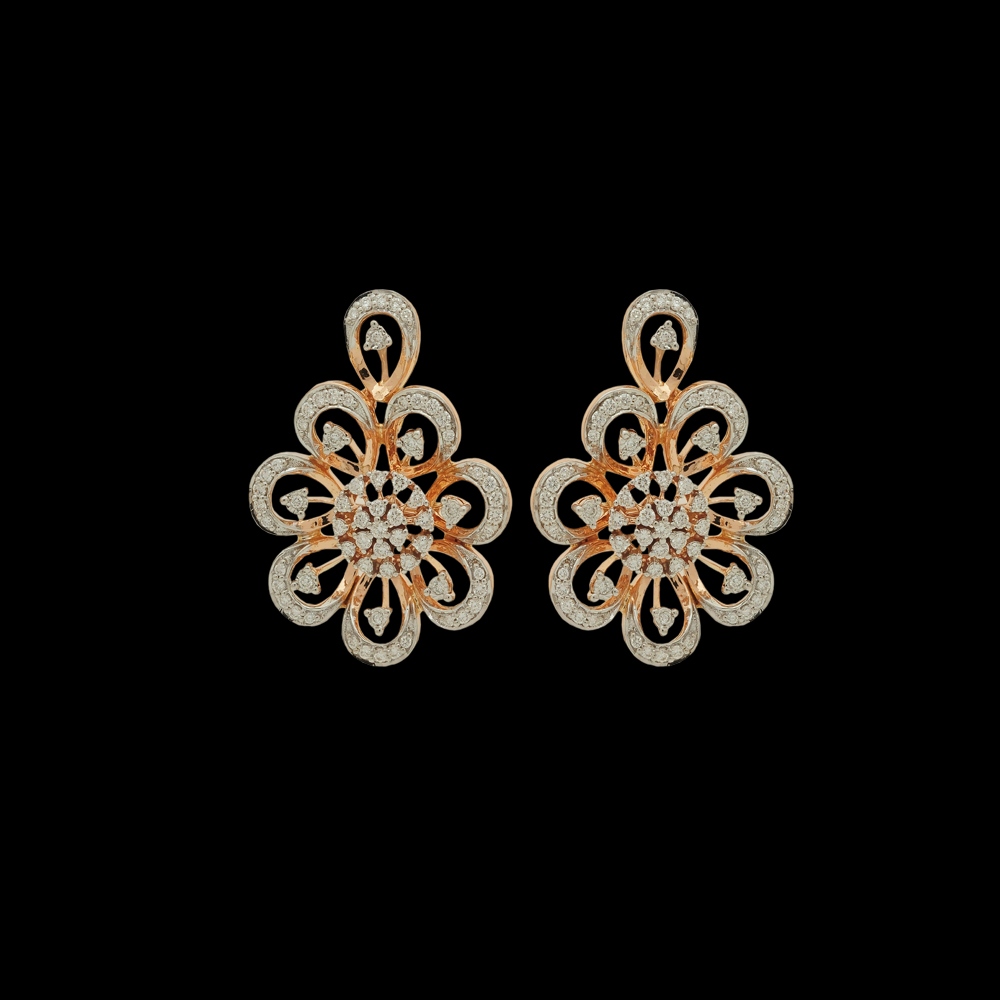 Floral Design Diamond Earrings 