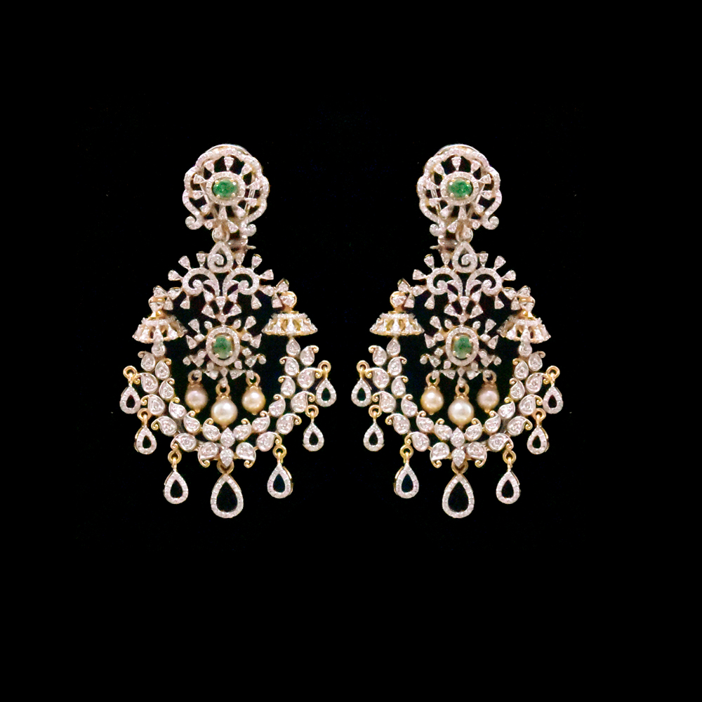 2 In 1 Diamond Earrings with changeable Natural Emeralds/Rubies.