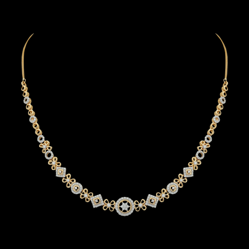 Excellent-cut Diamond Studded Necklace & Earrings Set