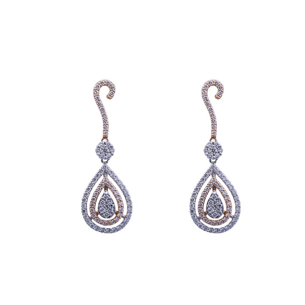  Diamond Teardrop Pendant And Earrings Set