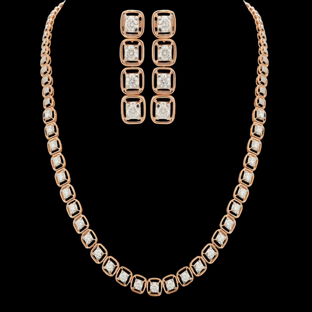 Diamond and Gold Necklace & Earrings Set 