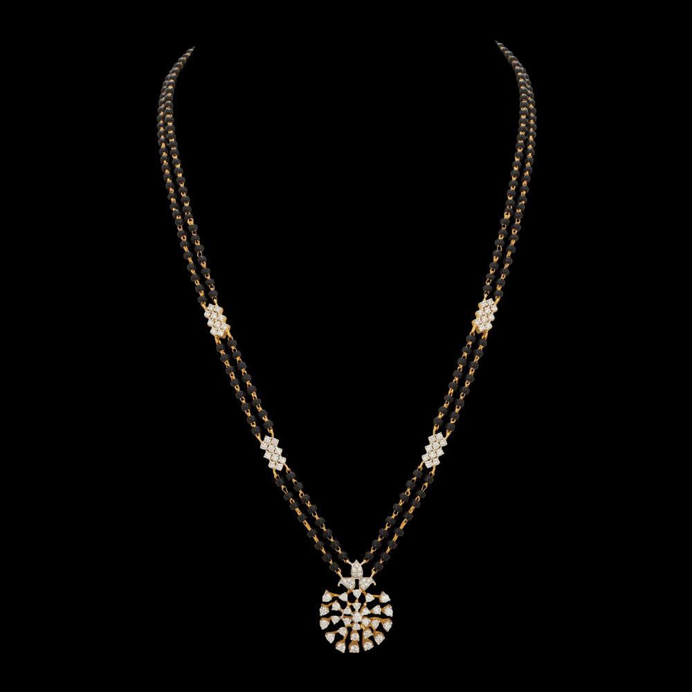 Black Beads and Diamond Necklace