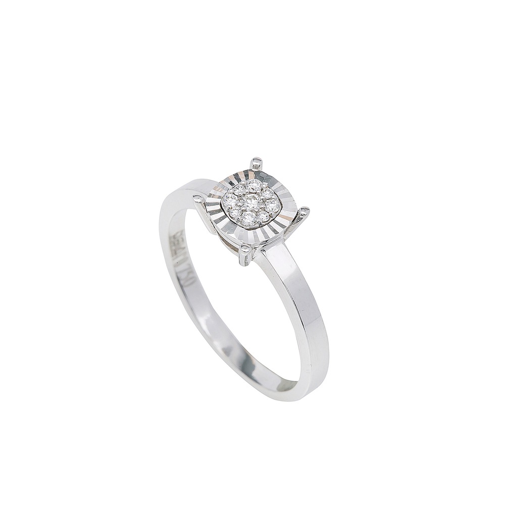 White Gold Illusion Engagement Diamond Ring by Maaya Fine Jewels