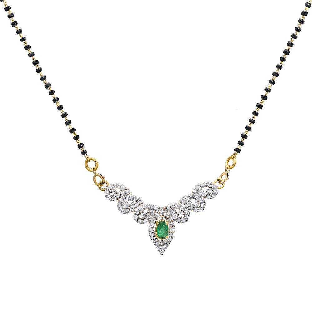 Emerald Diamond Mangalsutra Pendant