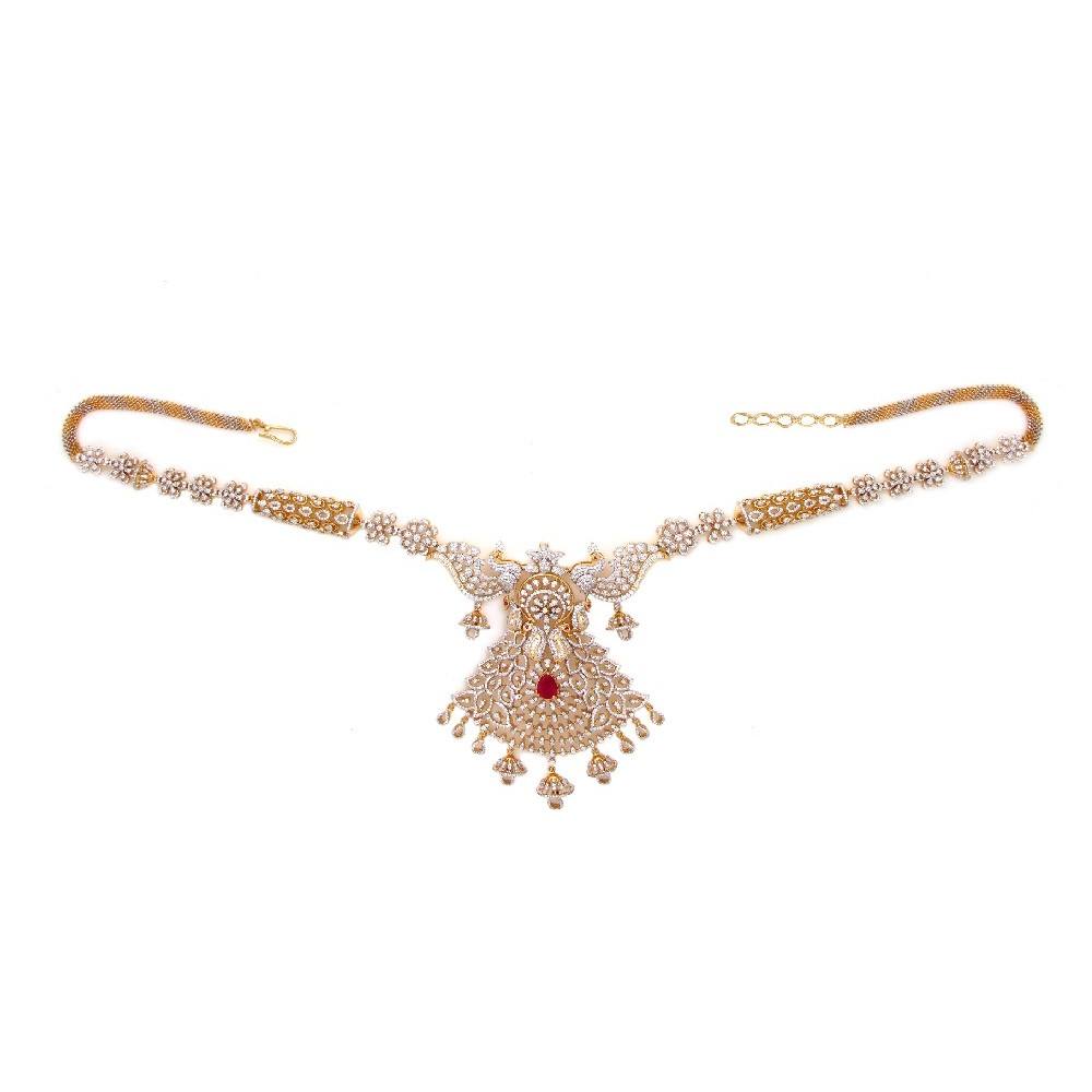 3 in 1 Long Peacock Diamond Necklace Earring Set