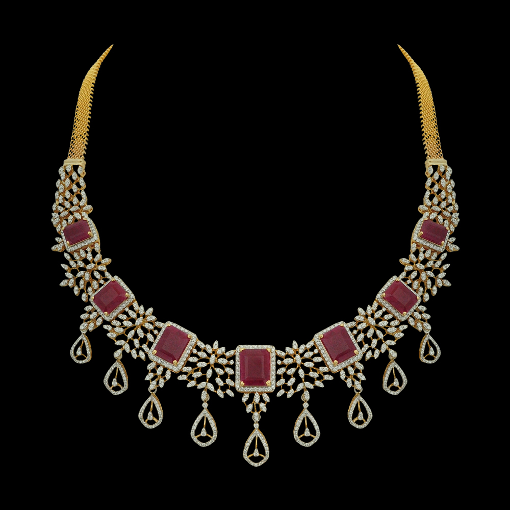 Natural Ruby and Diamond Necklace