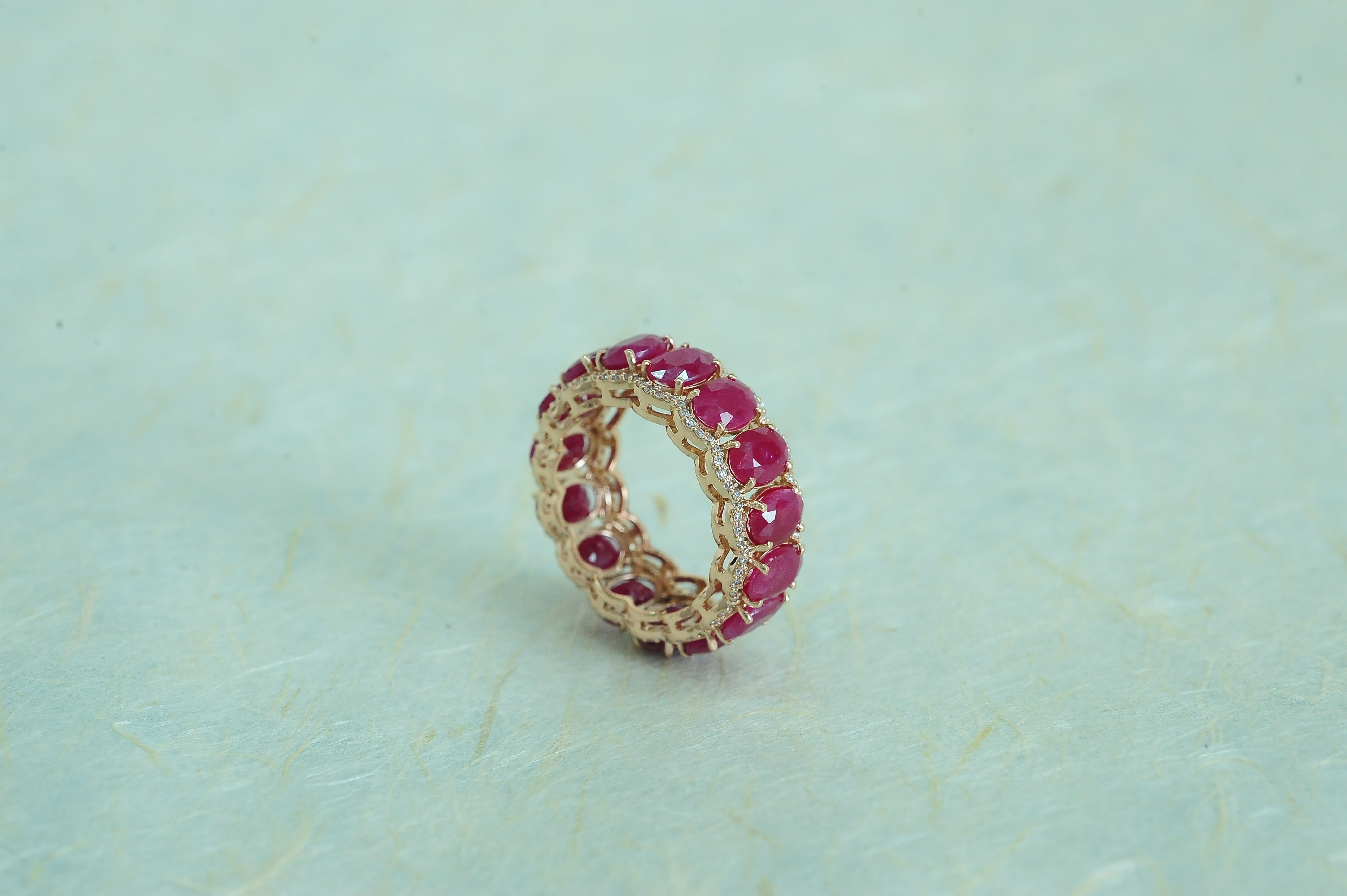 Diamond Ring with Natural Rubies