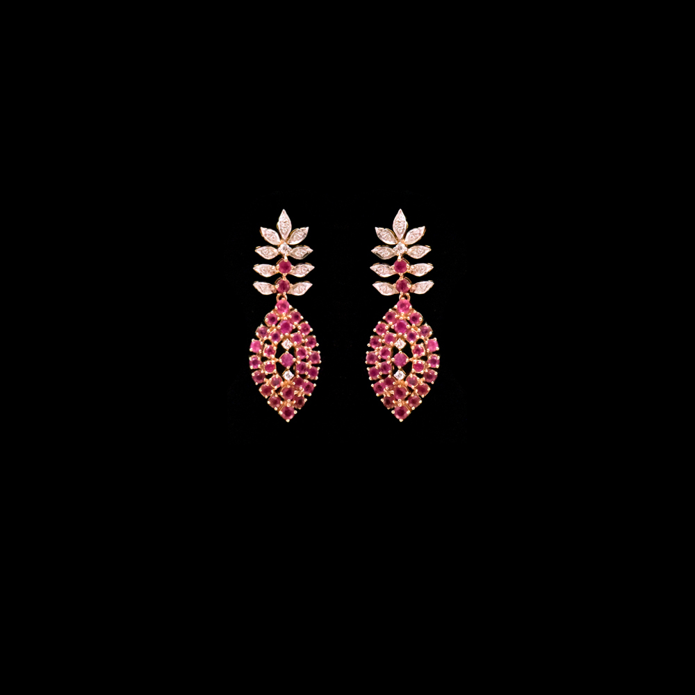 Diamond Earrings with Natural Rubies
