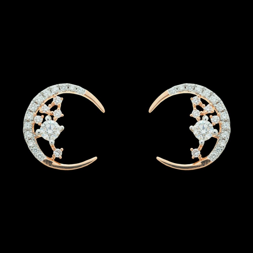 Crescent Moon Diamond Top Earrings
