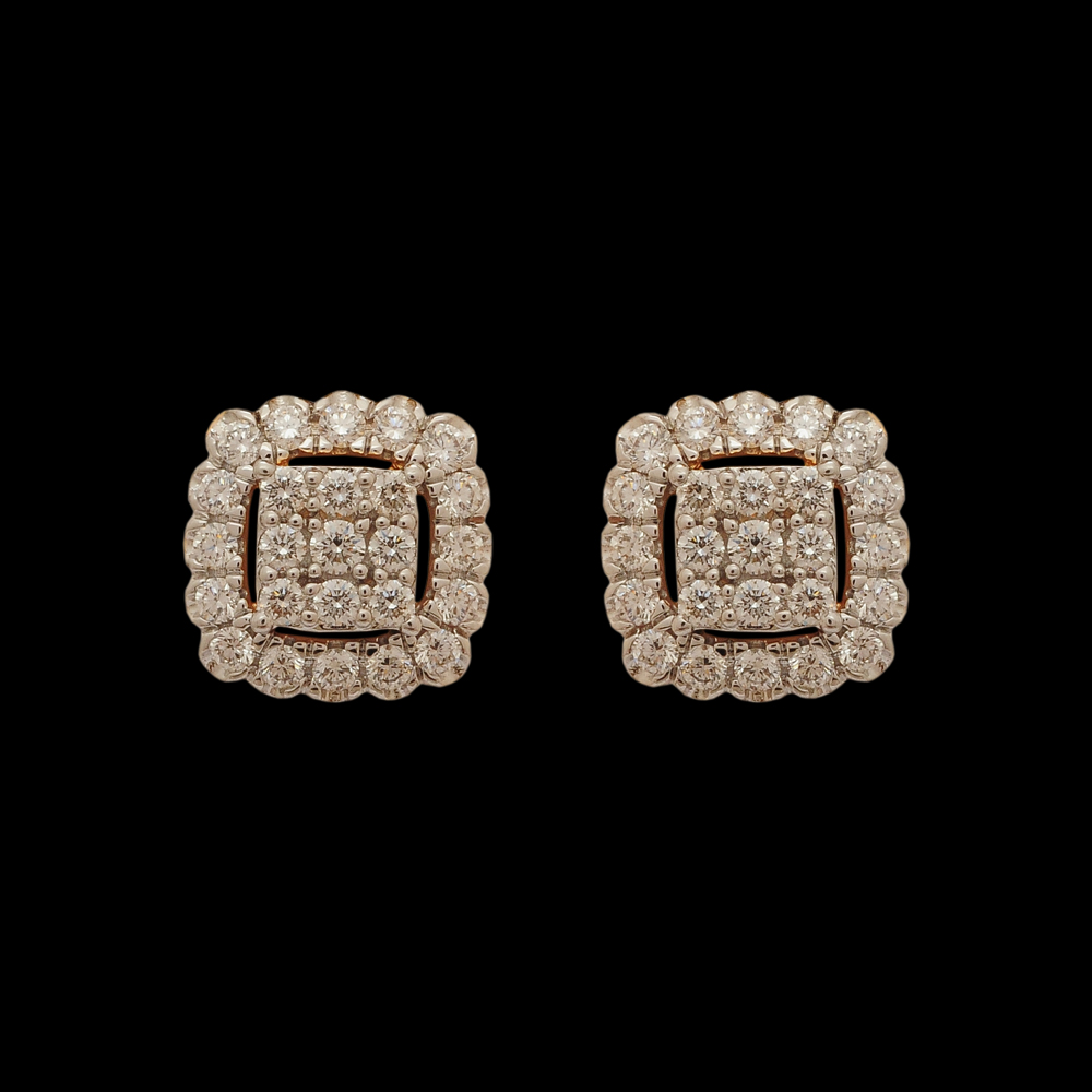 Square-shaped Diamond Earrings And Pendant Set