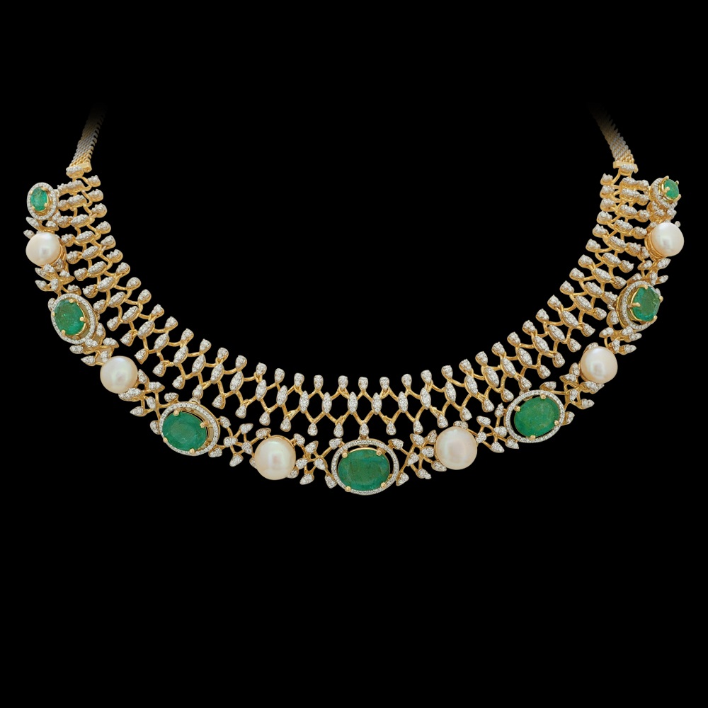3 in 1 Emerald Diamond Necklace