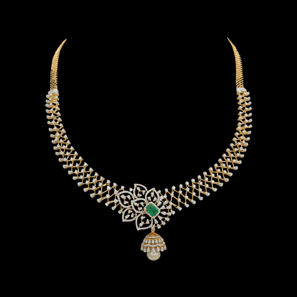 Elegant Emerald, Ruby And Diamond Necklace 17247