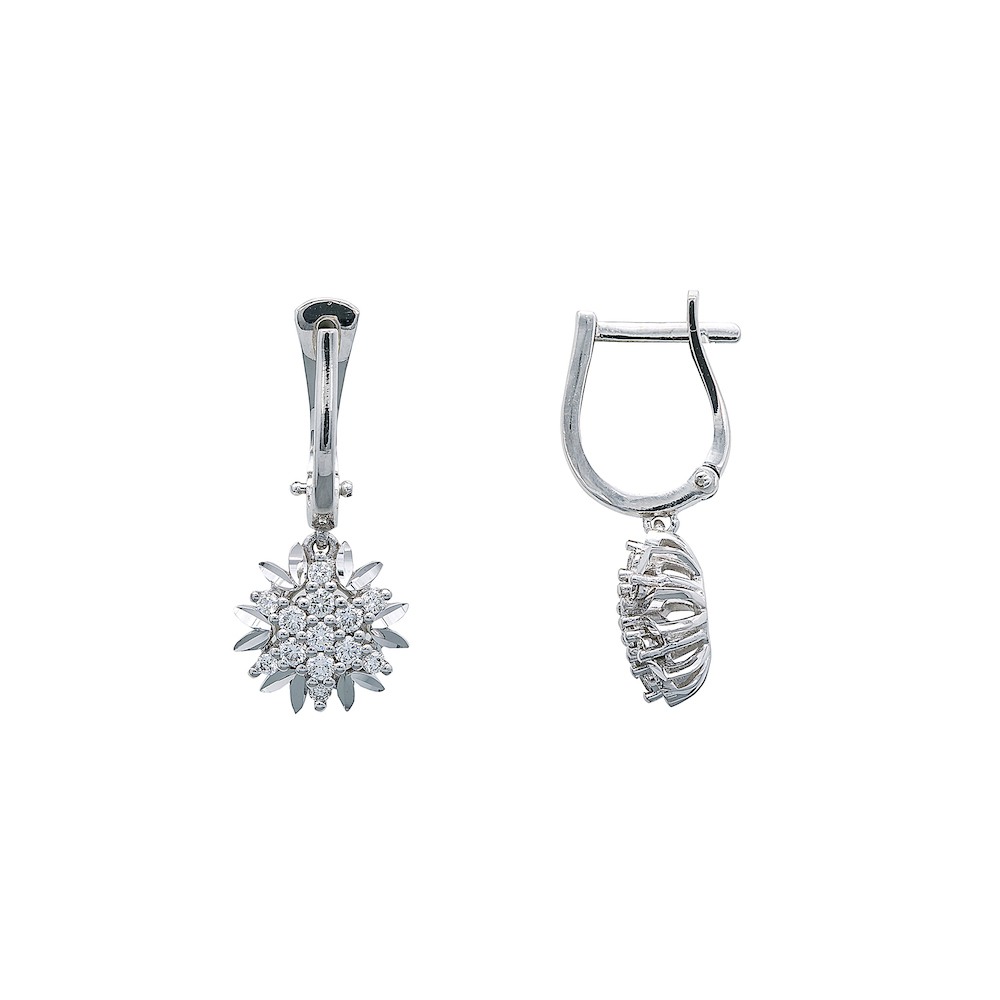Floral Diamond Pendant Earrings Set