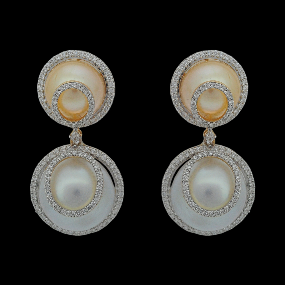 Designer Diamond Earrings with Pearls