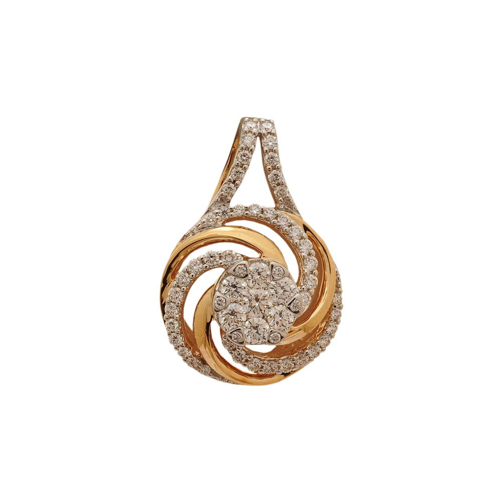 Spiral Round Diamond Earrings And Pendant Set