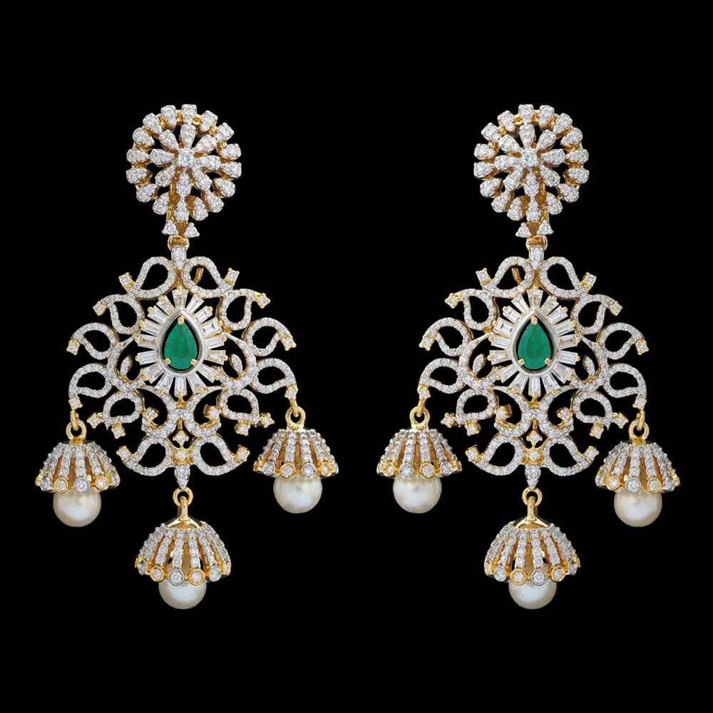 Multiway Chandbali Jhumka Diamond Earrings
