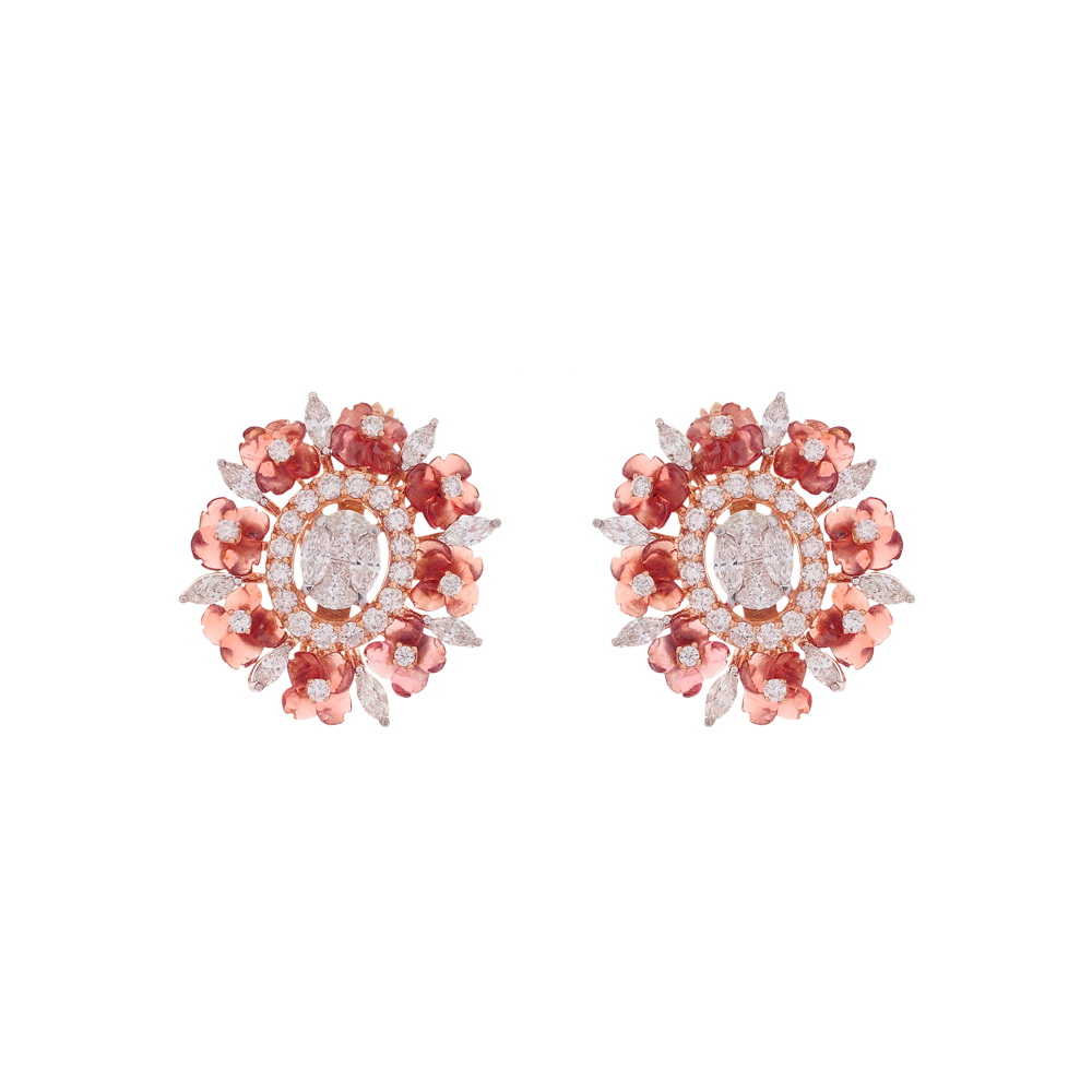 Designer Floral Diamond Earrings