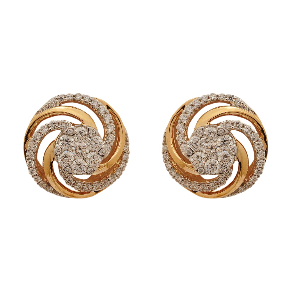 Spiral Round Diamond Earrings And Pendant Set