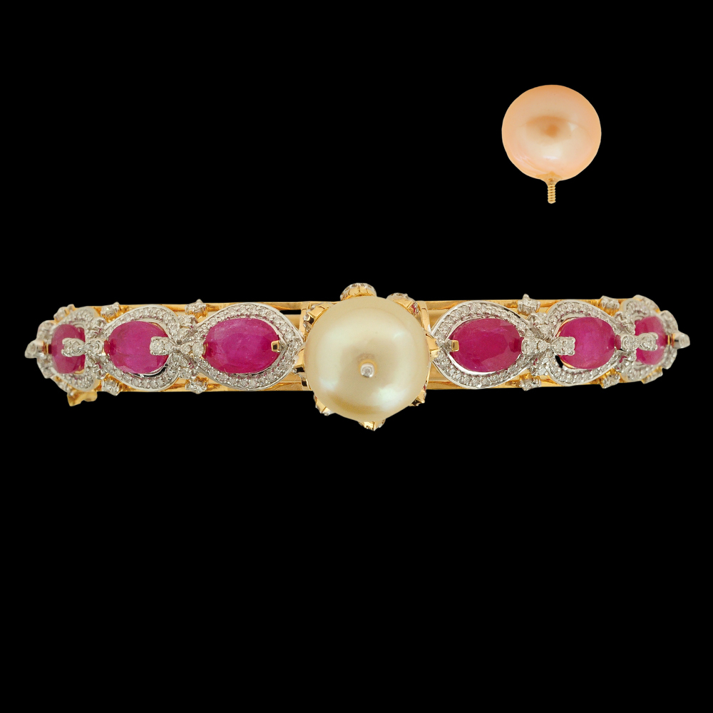Diamond Bracelet With Rubies And Pearls