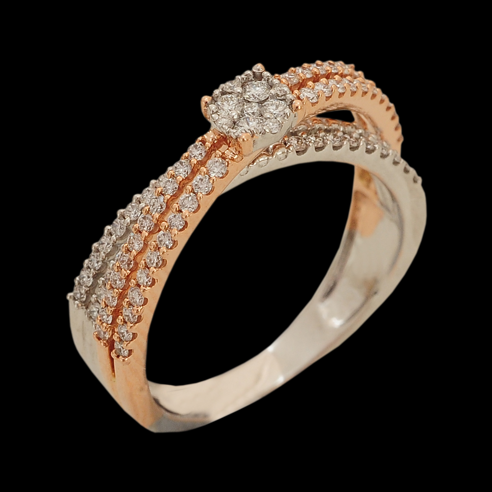 White and Rose Gold Polish Diamond Ring
