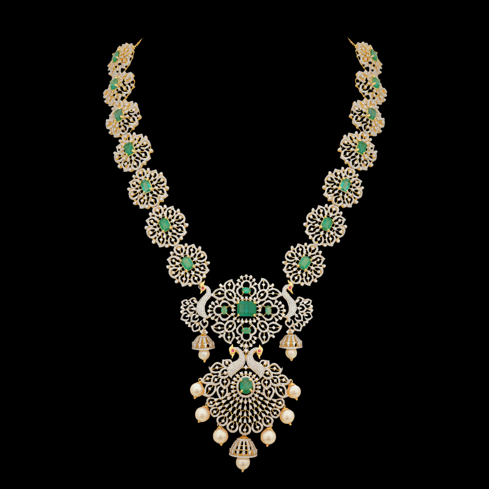  5-in-1 Changeable Natural Emerald/Ruby and Diamond Necklace