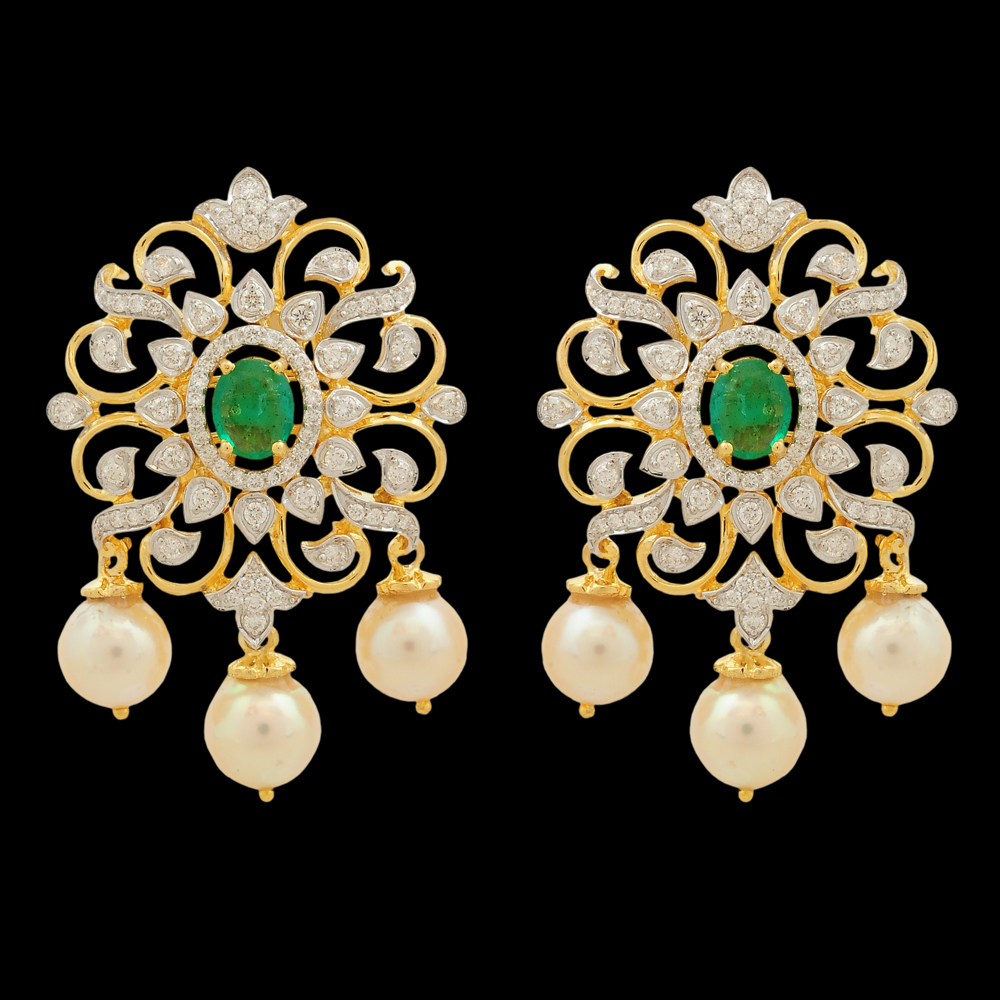 Changeable Emerald/Ruby Diamond Earrings