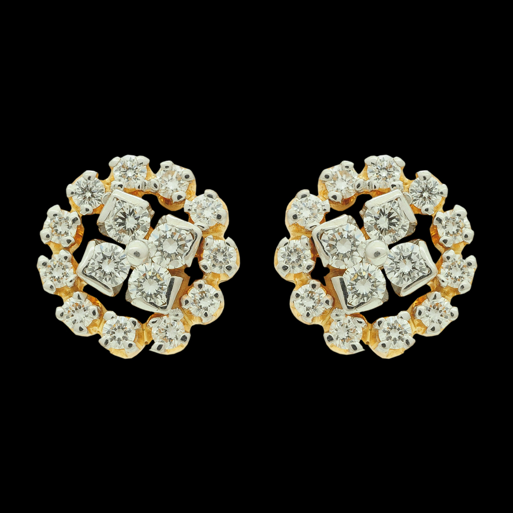 South Indian or Andhra Styled Daily Wear Gold and Diamond Earrings