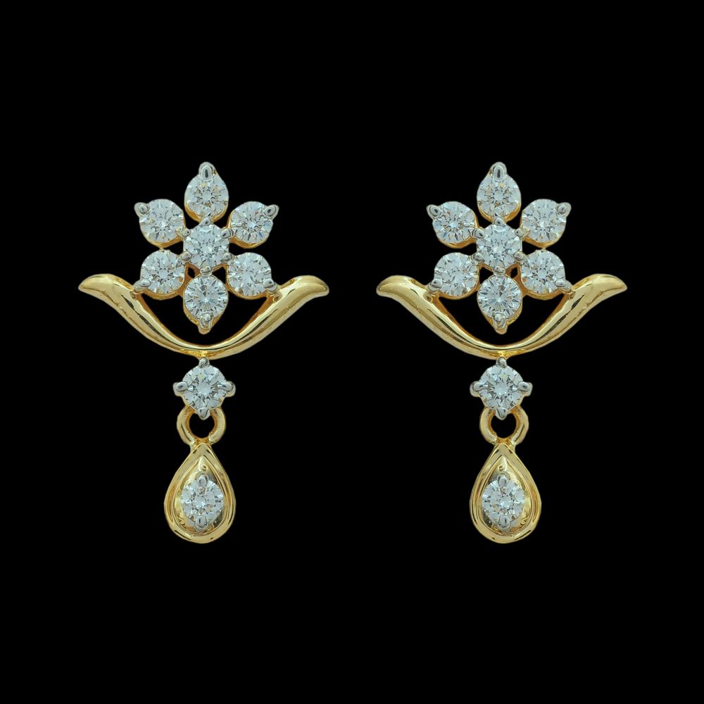Floral Dangling Diamond Top Earrings