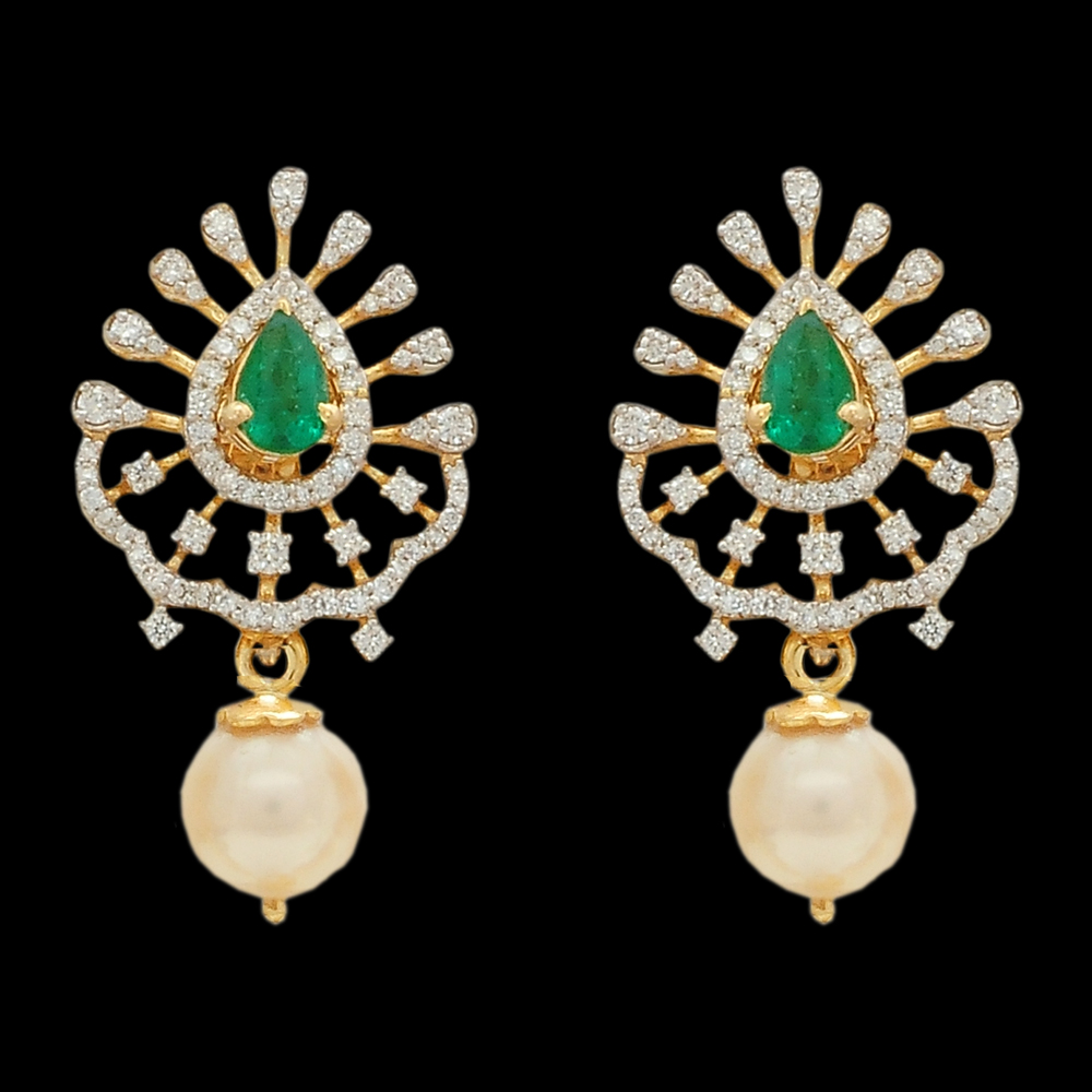 3-in-1 Changeable Emerald/Ruby Diamond Chandelier Earrings
