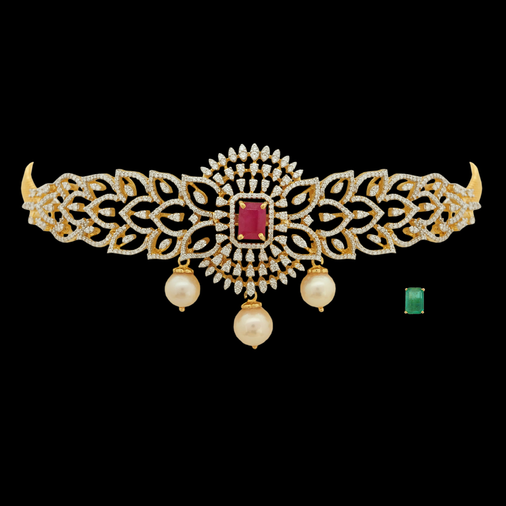 Changeable Ruby/Emerald and Diamond Choker Necklace