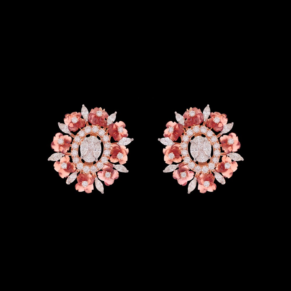 Designer Floral Diamond Earrings