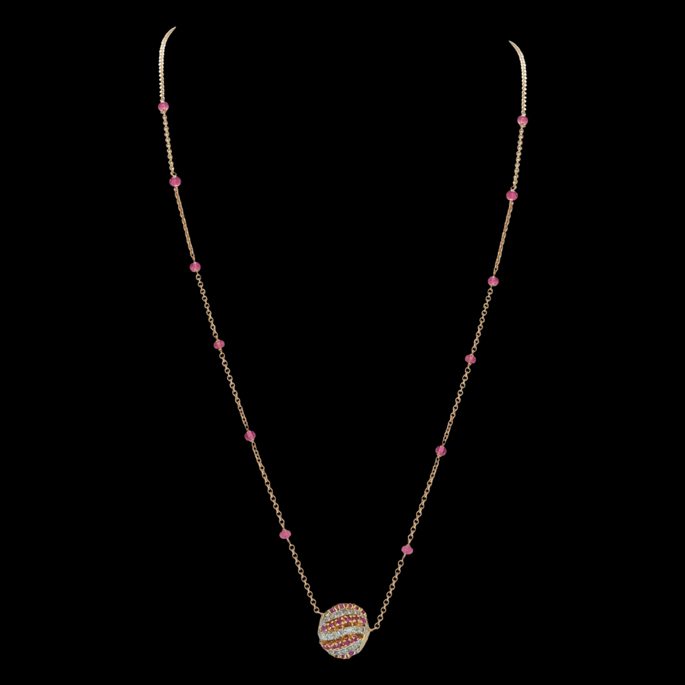 Diamond Necklace with Natural Rubies and Spinels