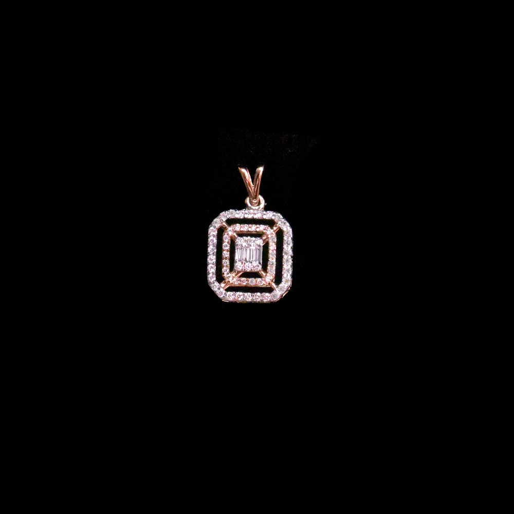 Round and Baguette Diamond Pendant