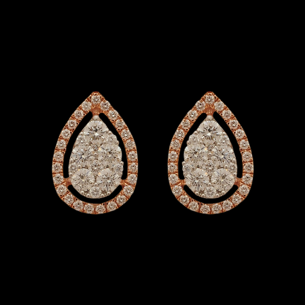 Round Diamond Border Pendant And Earrings Set 