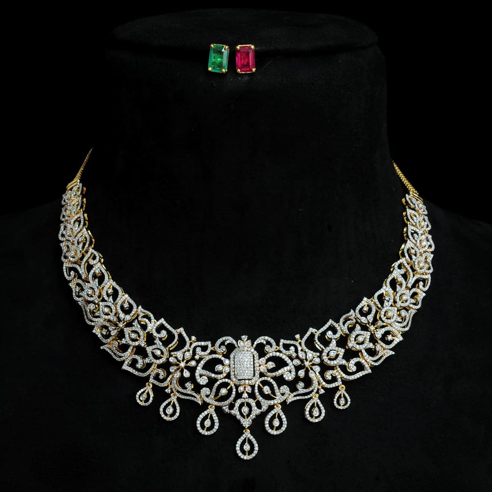 Diamond Necklace with Natural Emeralds and Rubies.